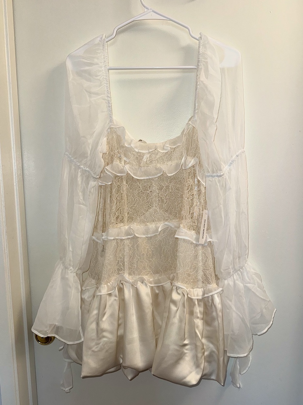 For Love And Lemons | Lea Lace Long Sleeve Mini Dress | White | Large | NWT - Picture 2 of 5